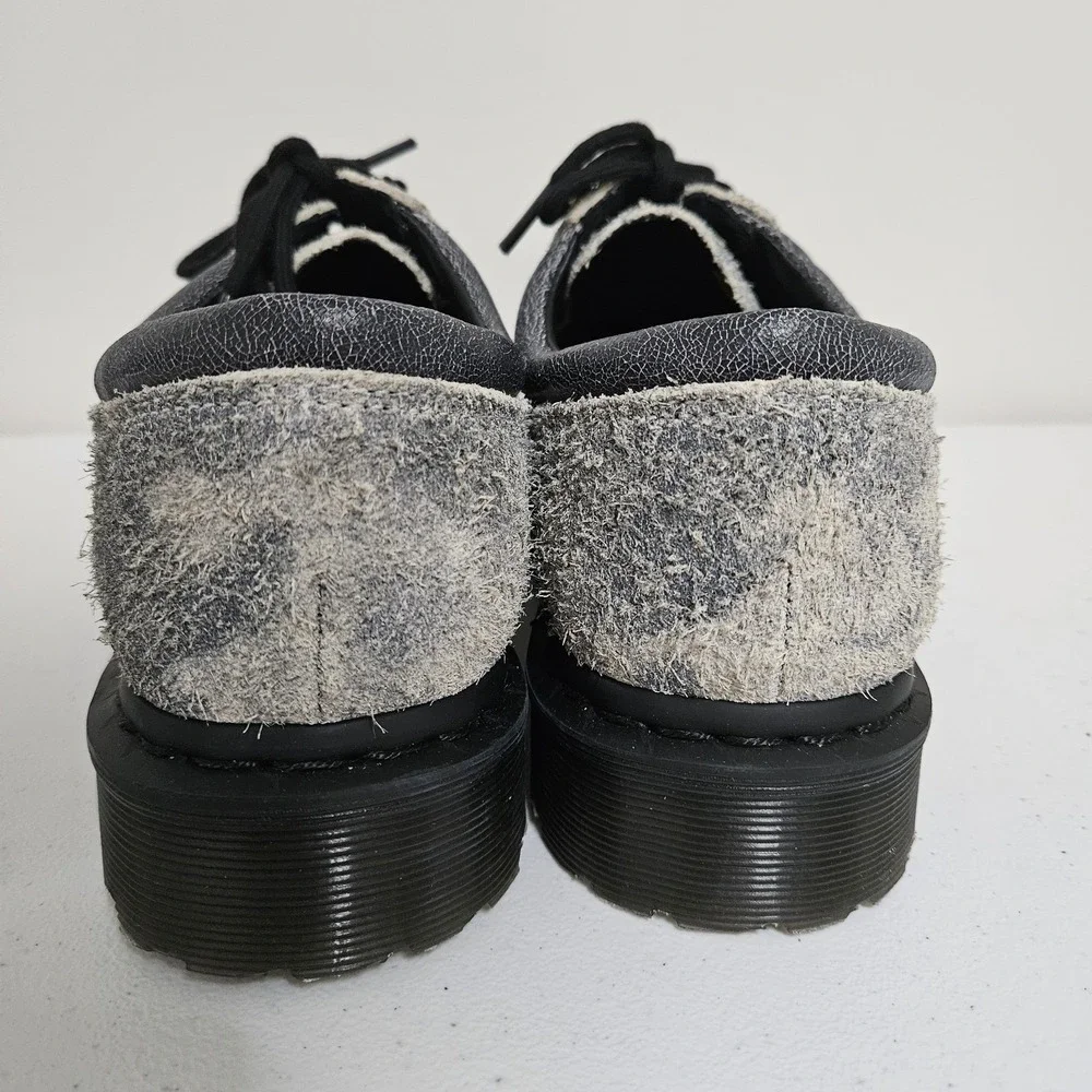 Dr. Martens Shoes Mens 9‎ Grey Stonewash Hairy Suede Low Top Oxford #8053 NWOT